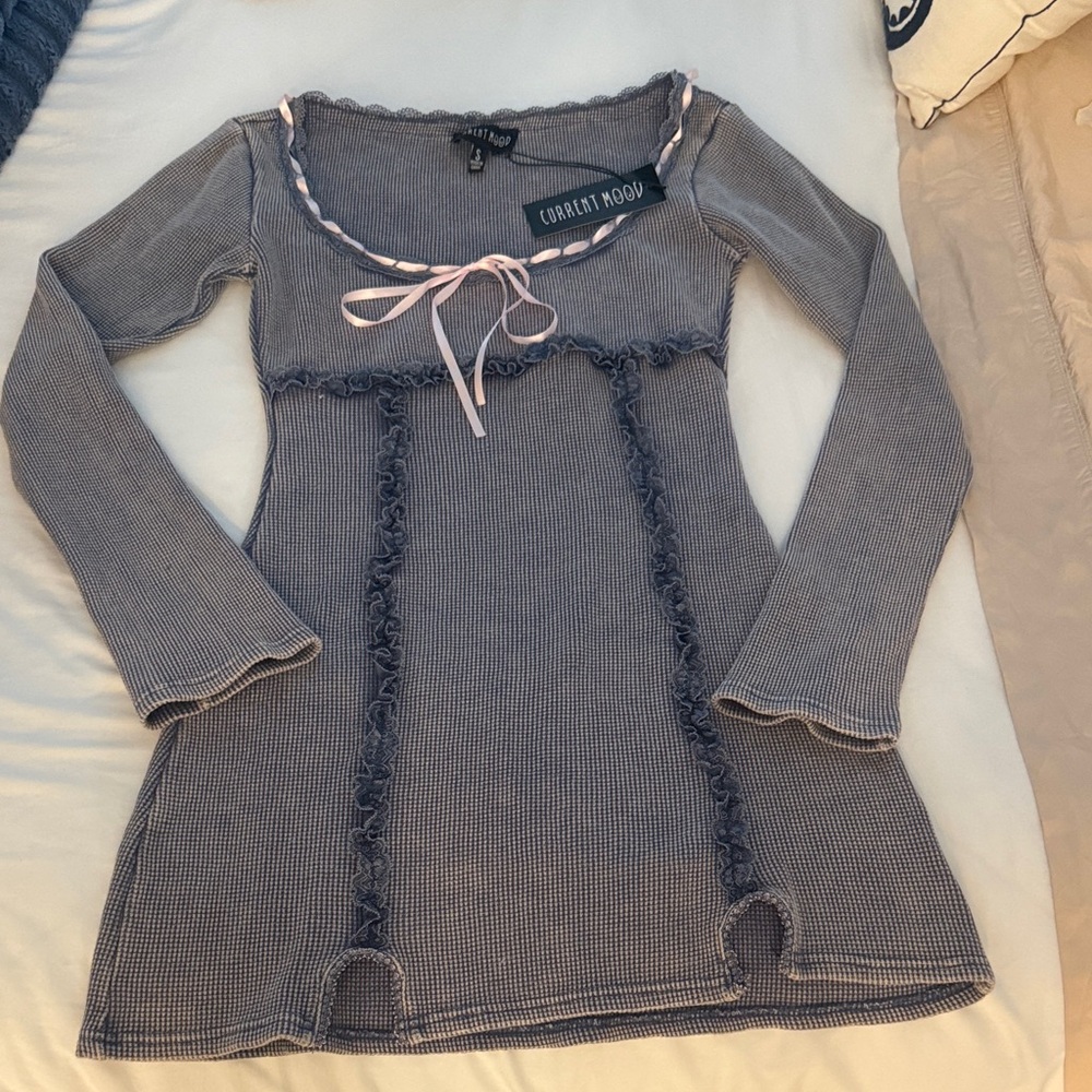 Current Mood blue Dress with Pink Ribbon from Dollskillz